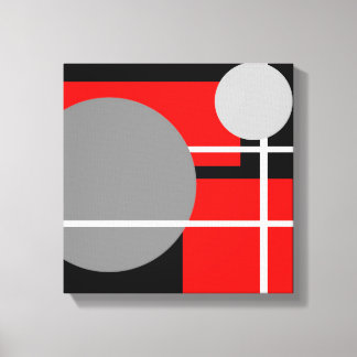 Impressão Em Tela Vermelho Cinza Preto Branco Moderno - Tela Enrolad