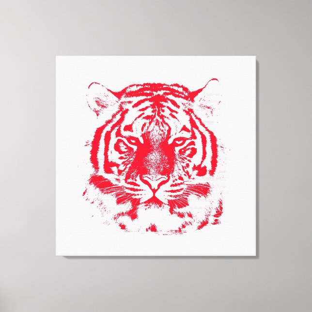 Impressão Em Tela Vermelho e branco Tigre para cima (Frente)