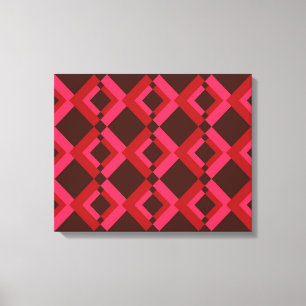 Impressão Em Tela Vermelho, rosa, ousado, vivo, legal, geométrico da