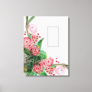 Impressão Em Tela Vermelho Rosas Assimétrico