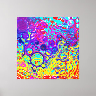 Impressão Em Tela Vermelho, Roxo, Azul, Abstrato Art Verde Amarelo