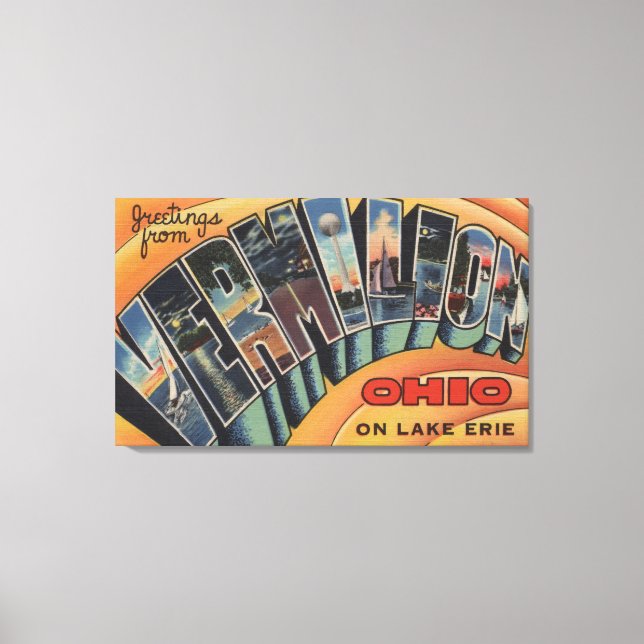Impressão Em Tela Vermilion, Ohio - Cenas com Letras Grandes (Frente)