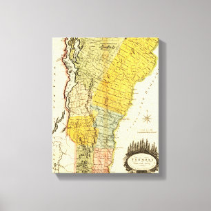 Impressão Em Tela VermontPanoramic MapVermont