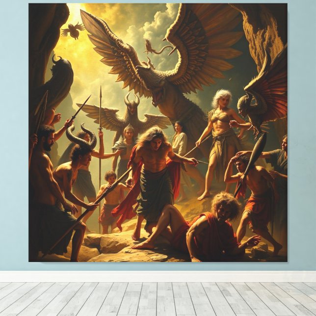 Impressão Em Tela  „Versammlung der uralten Götter“   (Insitu(piso de madeira))