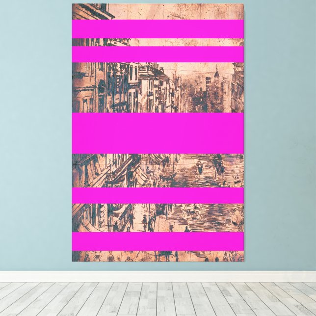 Impressão Em Tela Versão Modernizada da Fucshia de Ruas. Rua James (Insitu(piso de madeira))