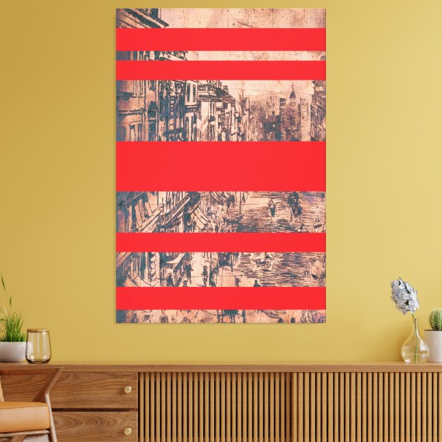 Impressão Em Tela Versão Vermelha Modernizada da Rua. Rua James (Insitu(Sala de estar))