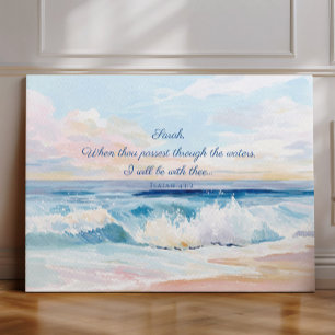 Impressão Em Tela Versículo Bíblico Personalizado do Oceano, Isaías