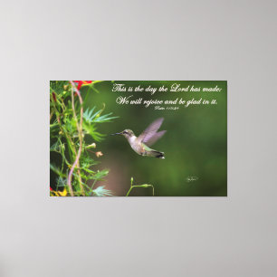Impressão Em Tela Verso da bíblia do 118:24 do salmo do colibri em