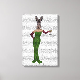Impressão Em Tela Vestido Verde do Coelho