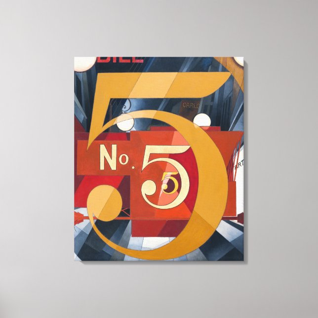 Impressão Em Tela Vi a Figura 5 em Dourado | Charles Demuth | (Frente)