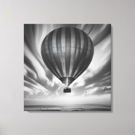 Impressão Em Tela Viagem do Balão: Uma Ascensão Monocromática Serena