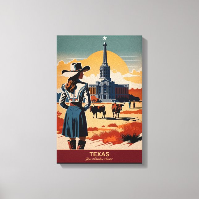 Impressão Em Tela Viagem do Texas: Sua Aventura Espera (Frente)