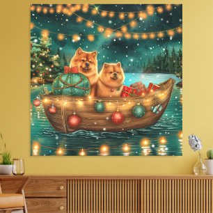 Impressão Em Tela Viagem Festiva de Natal do Chow Chow
