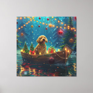 Impressão Em Tela Viagem Festiva de Natal do Goldendoodle
