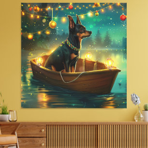 Impressão Em Tela Viagem Festiva de Natal do Kelpie Australiano