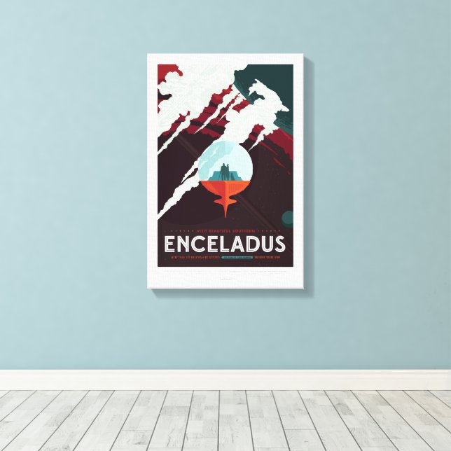 Impressão Em Tela Viagem Sci-Fi Ad, Planet Enceladus (Insitu(piso de madeira))