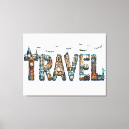 Impressão Em Tela Viagem Typografia Wall Art