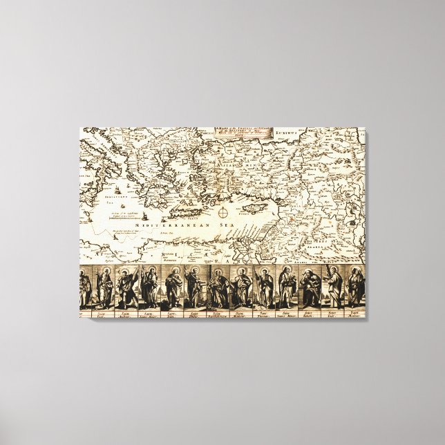 Impressão Em Tela Viagens do Mapa Apóstolo PaulPanorâmico (Frente)