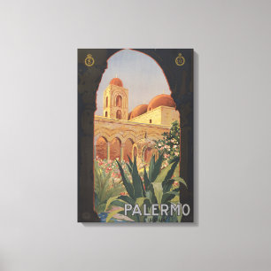 Impressão Em Tela Viagens vintage De Poster Para Palermo, Itália.