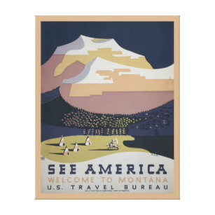 Impressão Em Tela Viagens vintage de Poster Viagem de de para Montan