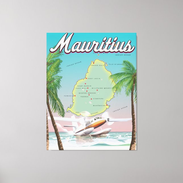 Impressão Em Tela Viagens vintage Maurícia (Frente)