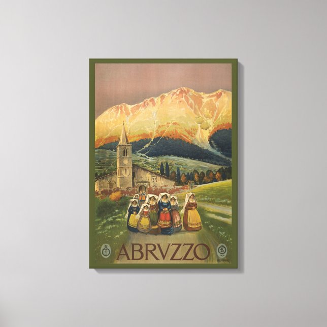 Impressão Em Tela Viagens vintage Para Abruzzo, Itália. (Frente)