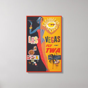 Impressão Em Tela Viagens vintage Para Voar Twa Para Las Vegas