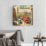 Impressão Em Tela Viagens vintage Poster de London City Center<br><div class="desc">Viagens vintage do Centro de Londres com os seus ônibus de dois andares vermelhos e o Big Ben no Fundo</div>