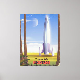Impressão Em Tela Viaja o espaço retro art. do universo