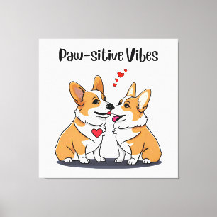 Impressão Em Tela Vibes Corgis Apaixonados