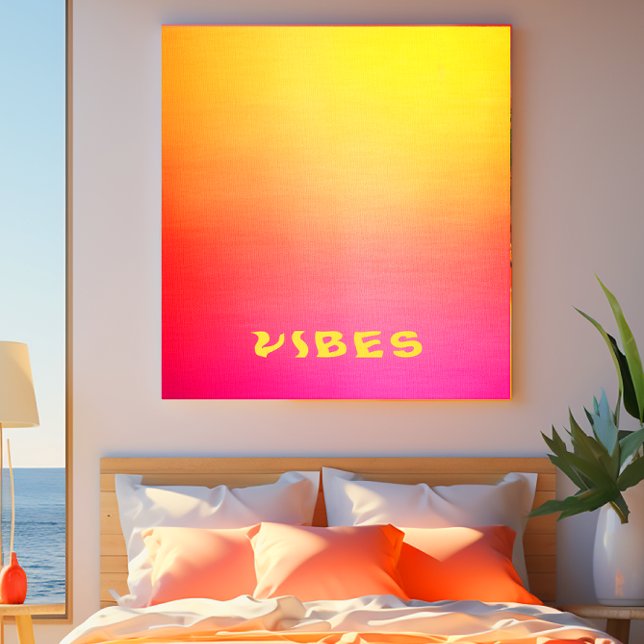 Impressão Em Tela "Vibes" ensolarados, cor-de-rosa, laranja e amarel (Modern 'Vibes' Ombre Canvas Art Print - Dream Apartment Decor Wall Art in Pink, Orange, and Yellow)