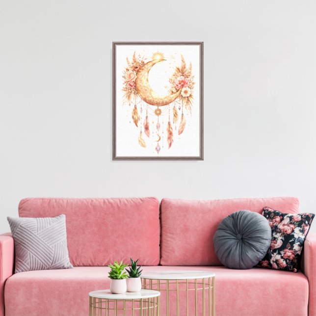 Impressão Em Tela Vibração Mística Lua Boho (Insitu(Sala de estar))