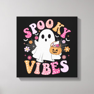 Impressão Em Tela Vibrações Assustadoras Fantasma Retro Groovy Dia d
