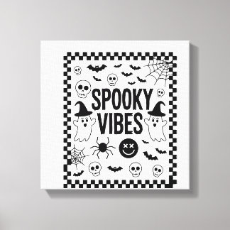 Impressão Em Tela Vibrações Assustadoras Halloween Retrô