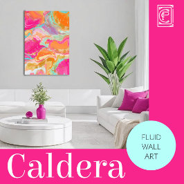 Impressão Em Tela Vibrant Abstract Fluid Art in Hot Pink & Orange 