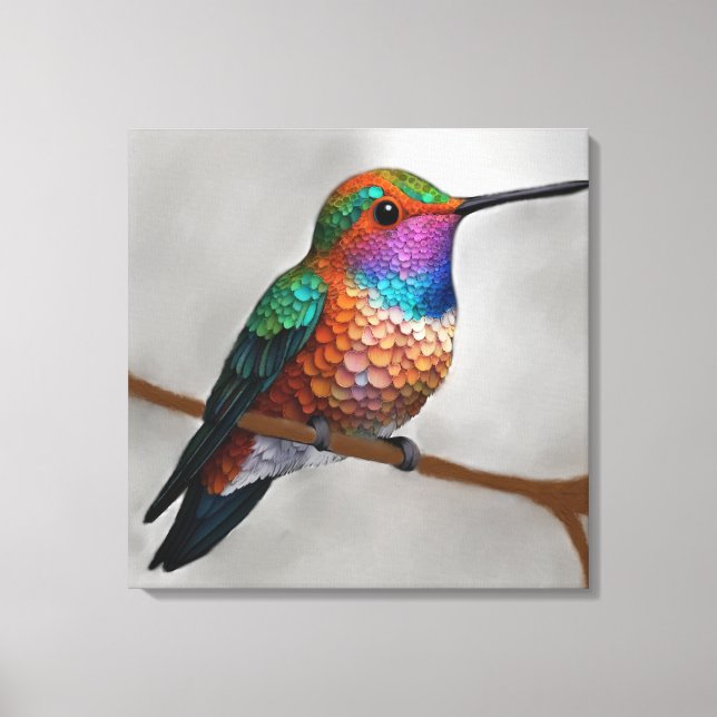 Impressão Em Tela Vibrant Allen’s Hummingbird Painting (Frente)