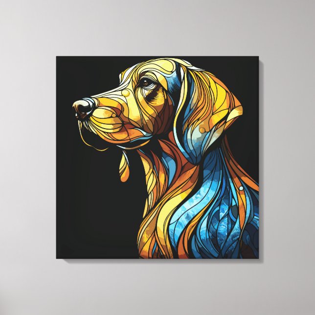 Impressão Em Tela Vibrant Canine Reverie - Trabalho de arte de Vidro (Frente)