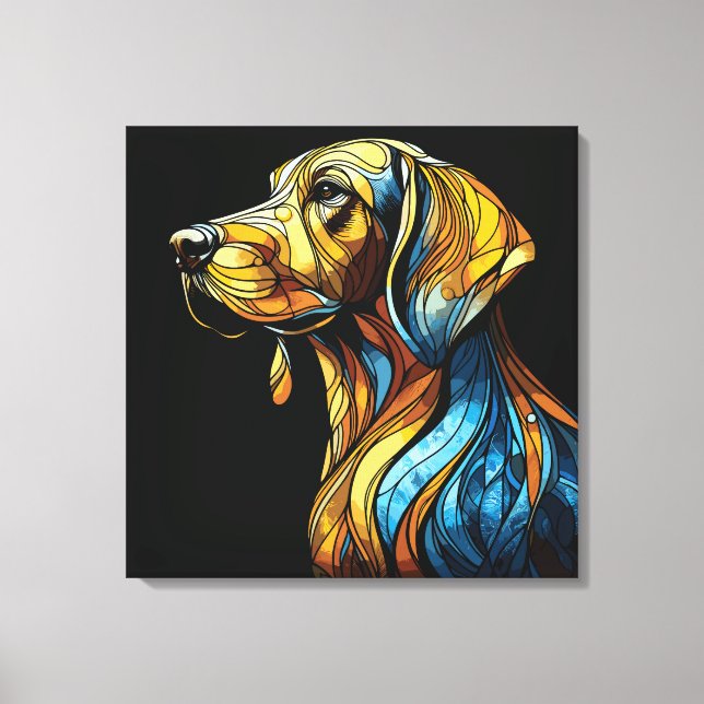 Impressão Em Tela Vibrant Canine Reverie - Trabalho de arte de Vidro (Frente)