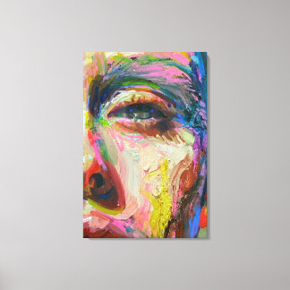 Impressão Em Tela Vibrant Expressionist Portrait – Textured Abstract