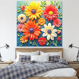 Impressão Em Tela Vibrant Floral Fantasy Design