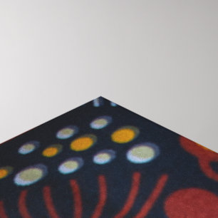 Impressão Em Tela Vibrant Golden Floral Batik Pattern on Deep Navy B