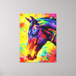 Impressão Em Tela Vibrant Impasto Horse Portrait Colorful Wild