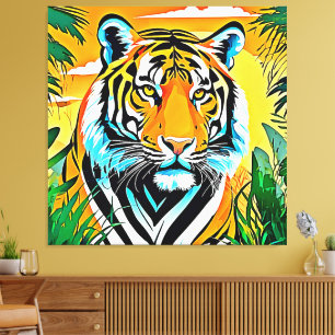 Impressão Em Tela Vibrant Jungle Tiger Art Design