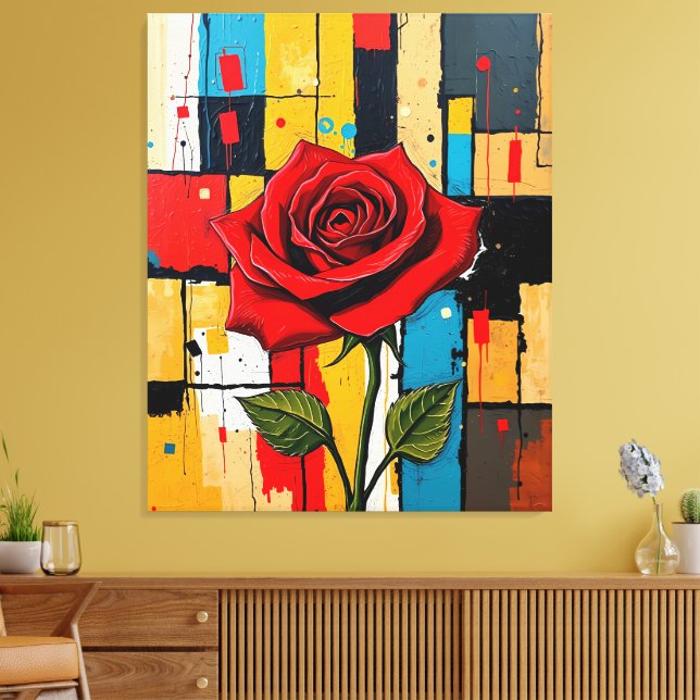 Impressão Em Tela Vibrant Rose in Abstract Cityscape (Insitu(Sala de estar))