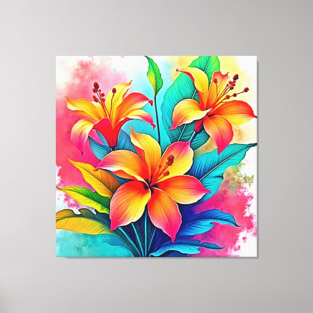 Impressão Em Tela Vibrant Tropical Lilies: Summer Soul (Frente)