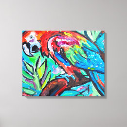 Impressão Em Tela Vibrante Papagaio Arara Escarlate Pintura Impressã