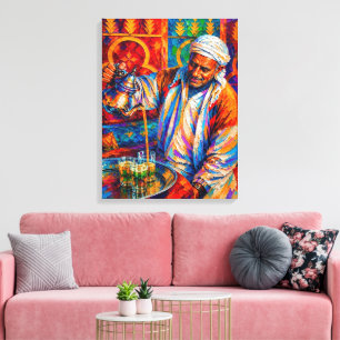 Impressão Em Tela Vibrante Pintura a Óleo de Chá de Hortelã Marroqui