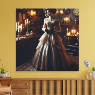 Impressão Em Tela Victorian Vintage Misteriosa Mulher Elegante