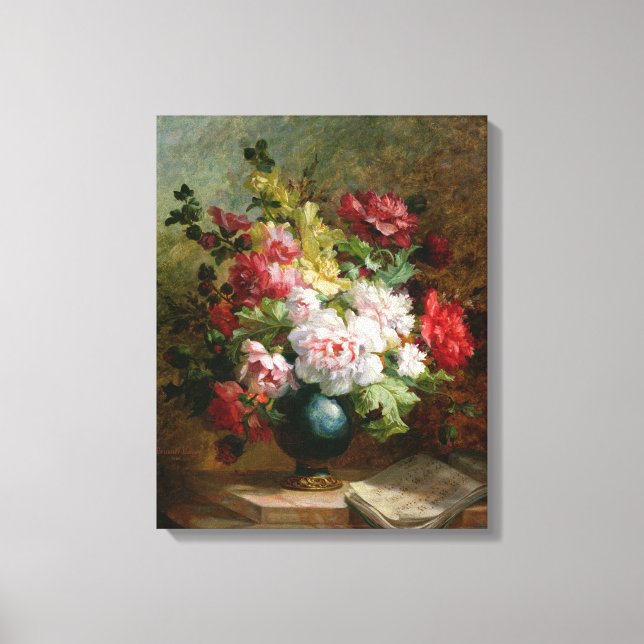 Impressão Em Tela Vida contínua com flores e partituras (Frente)