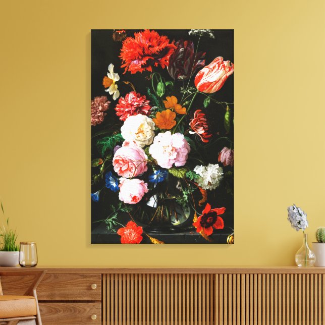 Impressão Em Tela Vida Estática com Flores em Vidro Clássico (Insitu(Sala de estar))